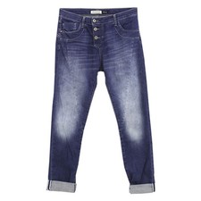  Pantaloni jeans donna PLEASE P 78A boyfriend button-fly blu scuro 33402