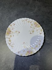 Piatto vintage floreale bordo smerlato bianco rosa giallo fiori shabby chic