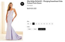 ellie wilde prom dress size 2