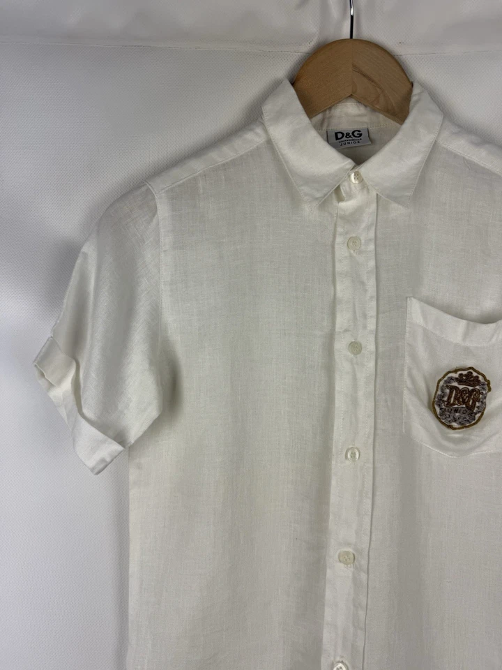 Camisa Dolce & Gabbana Junior Adolescentes Manga Corta Lino Abotonada Talla 12 Y Foto 4 de 4