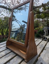 Solid Oak Air Ministry Swing Mirror from the 1950s