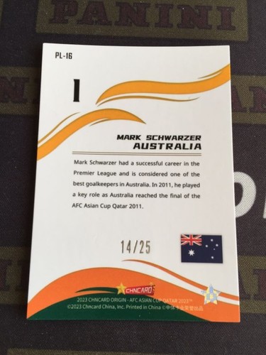 2023 AFC Asian Cup Origins Mark Schwarzer Pinnacle Green Mojo 14/25 Australia - Picture 2 of 2