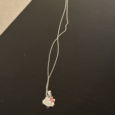 Sanrio Hello Kitty Silver Tone Pendant Necklace with Red Bow
