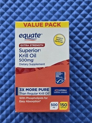 Equate Extra Strength Krill Oil, 500mgꝉ, 150 Count BEST BY 09/30/2027