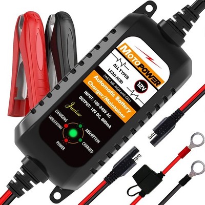 MOTOPOWER MP00205A 12V 800mA Automatisches Ladegerät für Autos, Motorräder