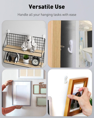 60 Pcs Picture Hangers Hanging Kit for Hard Walls, Picture Hooks, Non-Trace W...