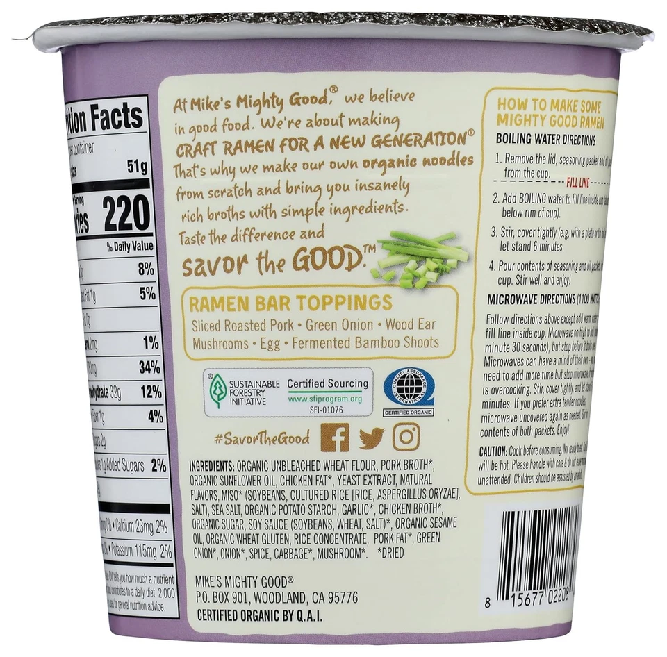 Taza de ramen Tonkotsu orgánica, cerdo, 1,7 OZ Foto 3 de 4
