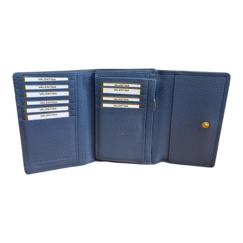 PORTAFOGLI DONNA Made in Italy GENUINE LEATHER Vera Pelle Medio 10 CARD blu P11 - Imagen 6 de 6