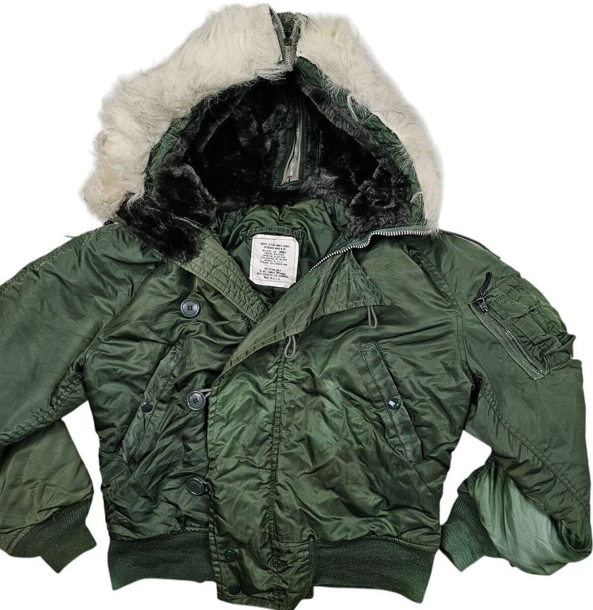 HOT VTG USA Men's ALPHA INDUSTRIES @ N-2B BOMBER HOODED HOT VTG USA Men's ALPHA INDUSTRIES @ N-2B BOMBER HOODED