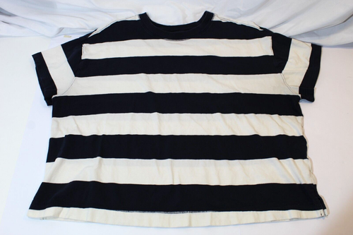 Vecchia maglietta vintage blu navy bianca a righe donna 2x boxy girocollo nautica - Foto 3 di 10