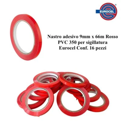 SICAD Nastro adesivo 9 mm x 66 m Rosso PVC 350 per sigillatura Eurocel Conf. 16 pezzi