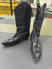 Vintage Ladies 6.5B Tony Lama Black Lizard Skin CY6001 Pointy Toe Boots EUC