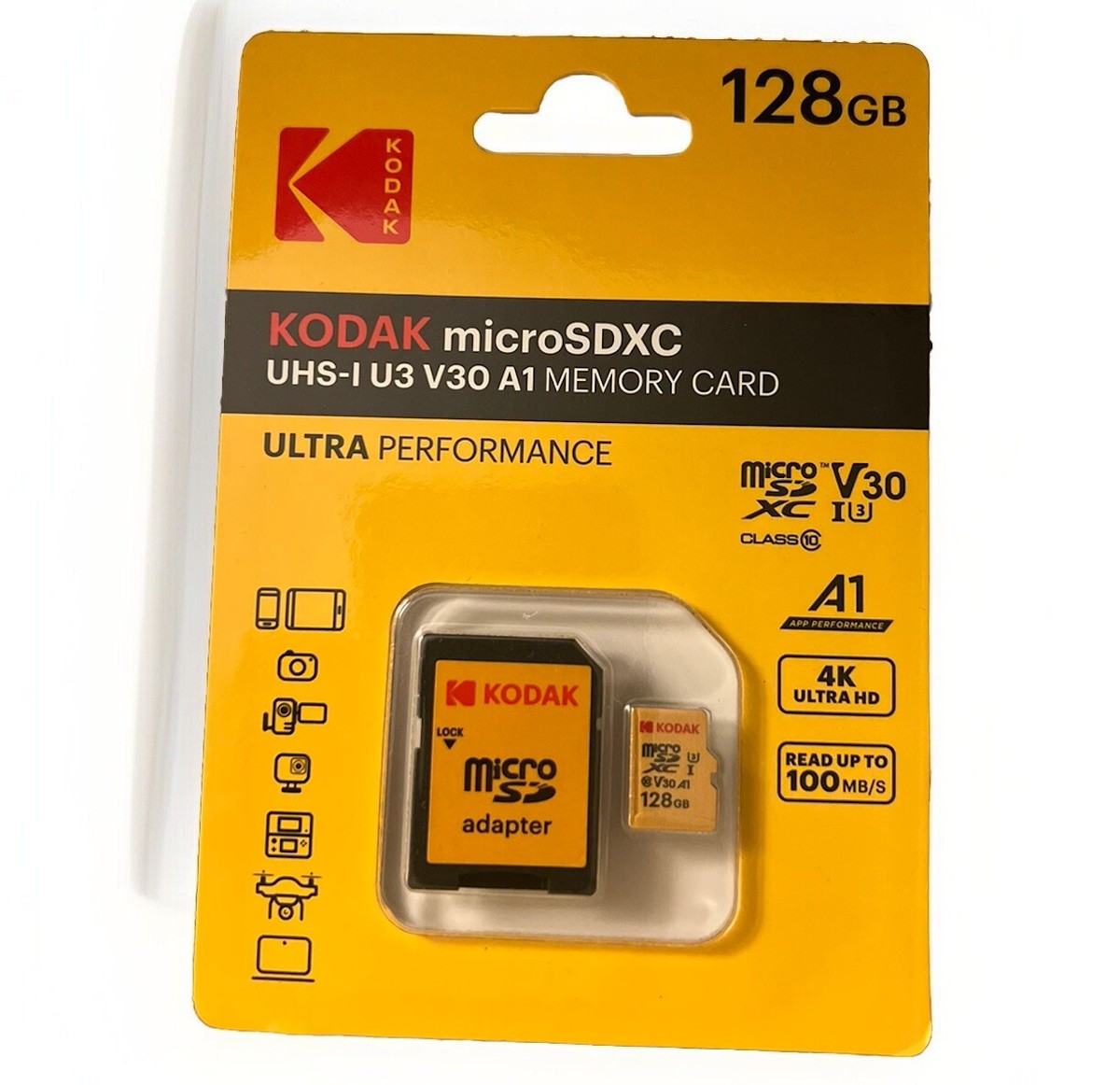 Kodak 128gb UHS-I U3 V30 A1 Class 10 Micro sd Card | eBay
