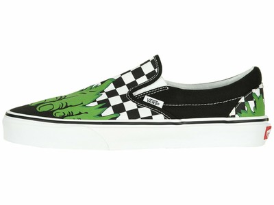 green checkered vans slip on