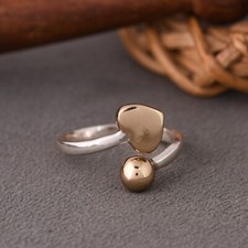 18k Gold Plated Bypass Heart Ring 925 Sterling Silver Minimal Ring Gift For Love