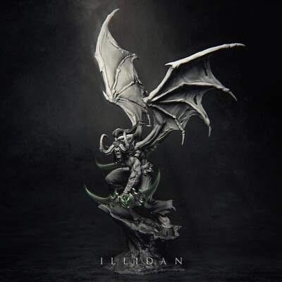 world of warcraft illidan statue figure resin 1/10 unpainted