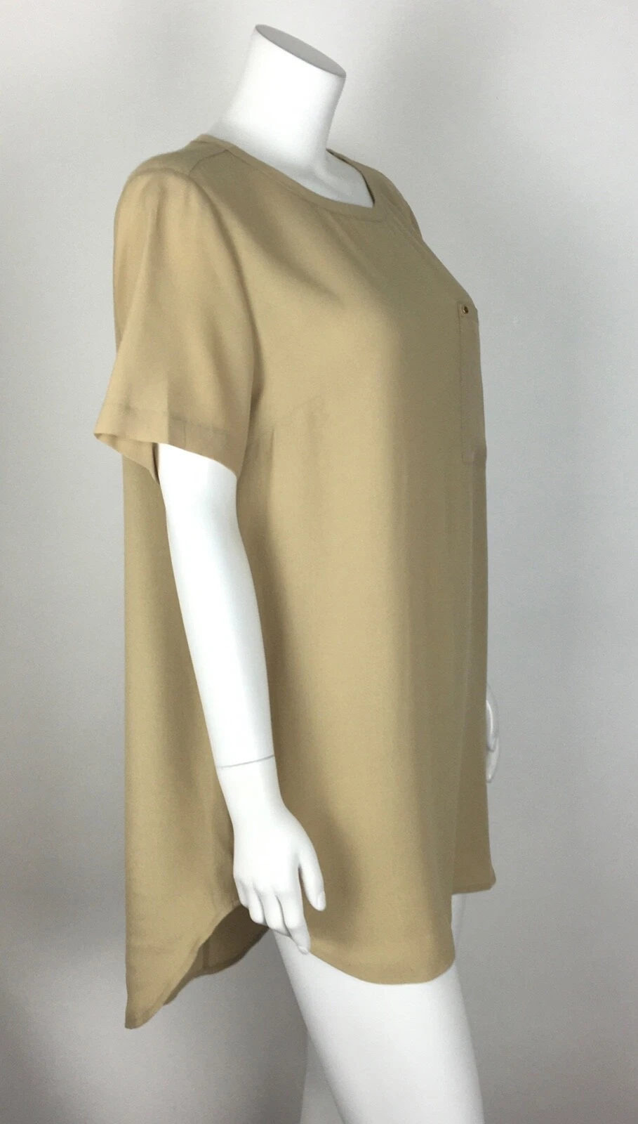 Abito tunica Michael Kors nuovo con etichetta $99 kaki manica corta viscosa taglia 8