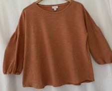 J. Jill   size M pure jill pullover top puff 3/4 length sleeves sunset orange
