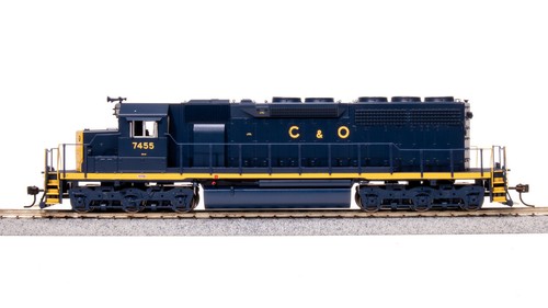 Broadway Limited 9032 escala HO C&O EMD SD40 azul/amarillo sin sonido diésel #7455 | Zustand: New