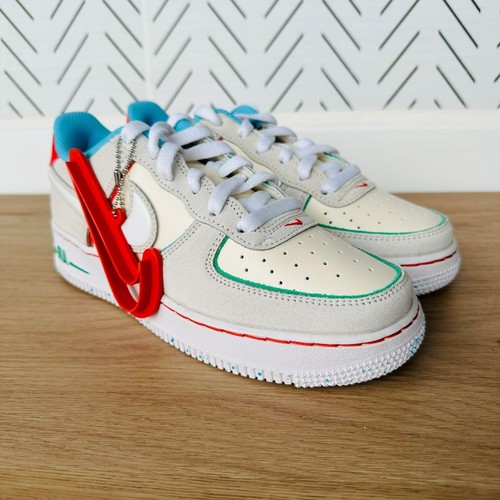 🤩Nike Air Force 1 LV8 GS Size 3.5Y Big Kids Shoes White/Red FQ8350-110 New - 第 13/15 張圖片