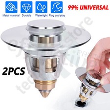 2Pcs Bathroom Sink Stopper Drain Filter Wash Basin Core Bounce Pop Up Plug