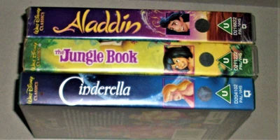 3 x Disney Classics/ Sammler - VHS ENGLISH UK- Aladdin-Junglebook-Cinderella - Bild 1 von 4