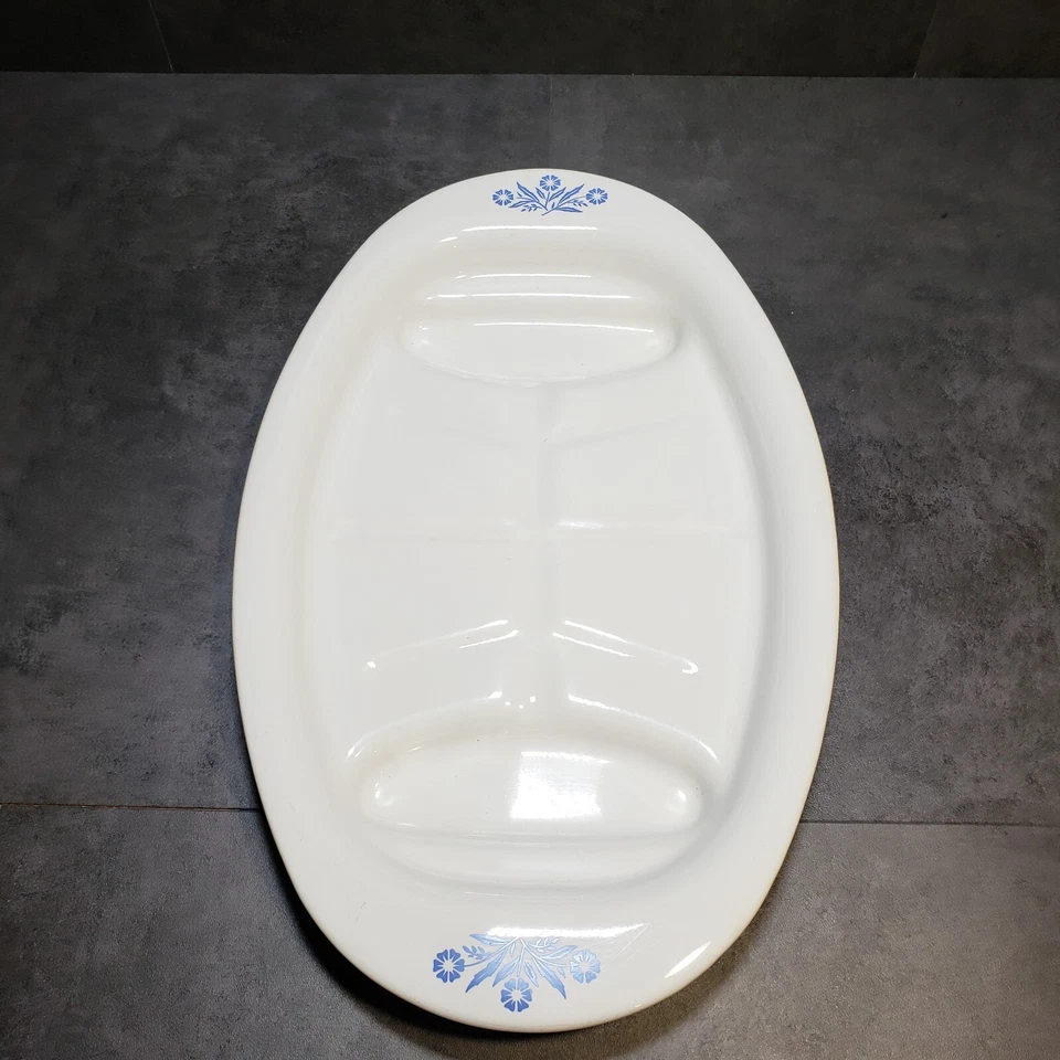 Винтажное овальное сервировочное блюдо из синего василька Corning Ware - Изображение 2 из 4