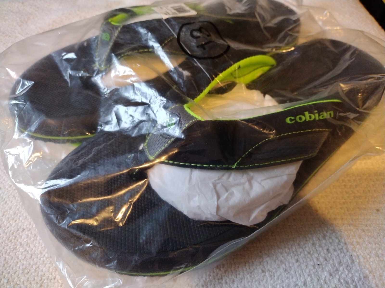 NEW! Men Cobian Size 13 OTG-14 Flip Flop Sandal Black Green 100% Original  ARV | eBay