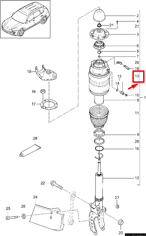 PORSCHE CAYENNE 92A Front SuspensionAir Spring Valve 95835872000 NEW