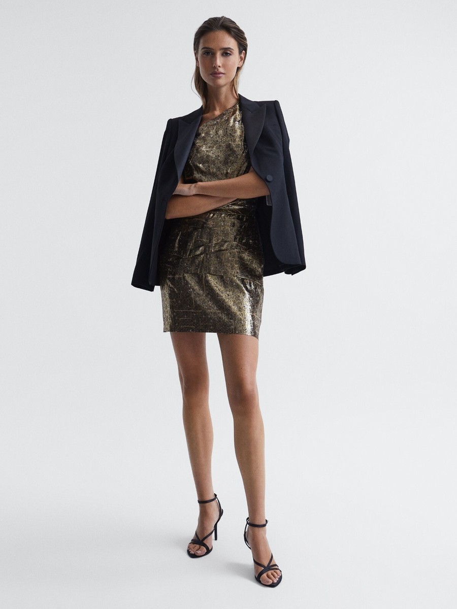 reiss frances metallic mini dress Reiss Frances Metallic Mini Dress, Gold
