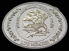 North American Hunting Club Life Member Patriotic Eagle Vintage Belt Buckle