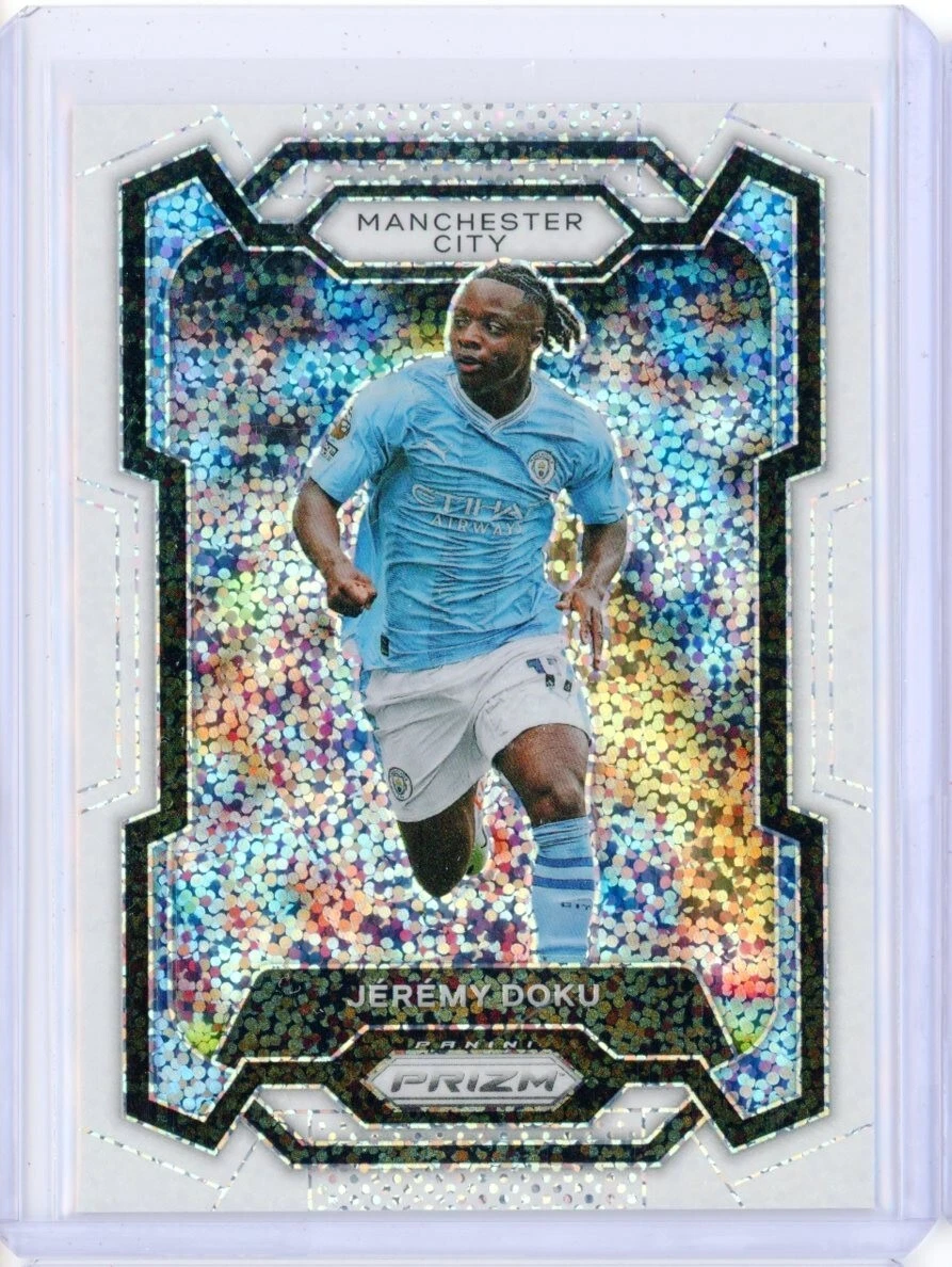 2023-24 Panini Premier League Prizm EPL JEREMY DOKU Man City White Sparkle SSP