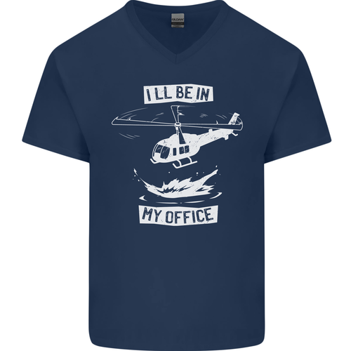 T-Shirt Helicopter Pilot Ill Be in My Office Herren V-Ausschnitt Baumwolle - Bild 5 von 11