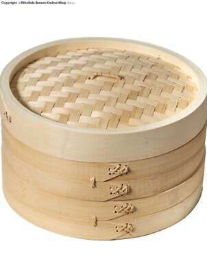 Prime  Bamboo Steamer Basket 10 inch, Dumpling Maker, Vegetable Steam