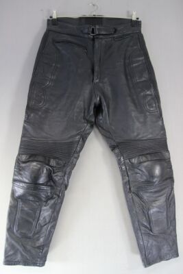 APACHE LEATHERS SCHWARZE ''CHIEFTON'' BIKERHOSE + CE ARMOUR TAILLE 34-36''/BEIN 28''