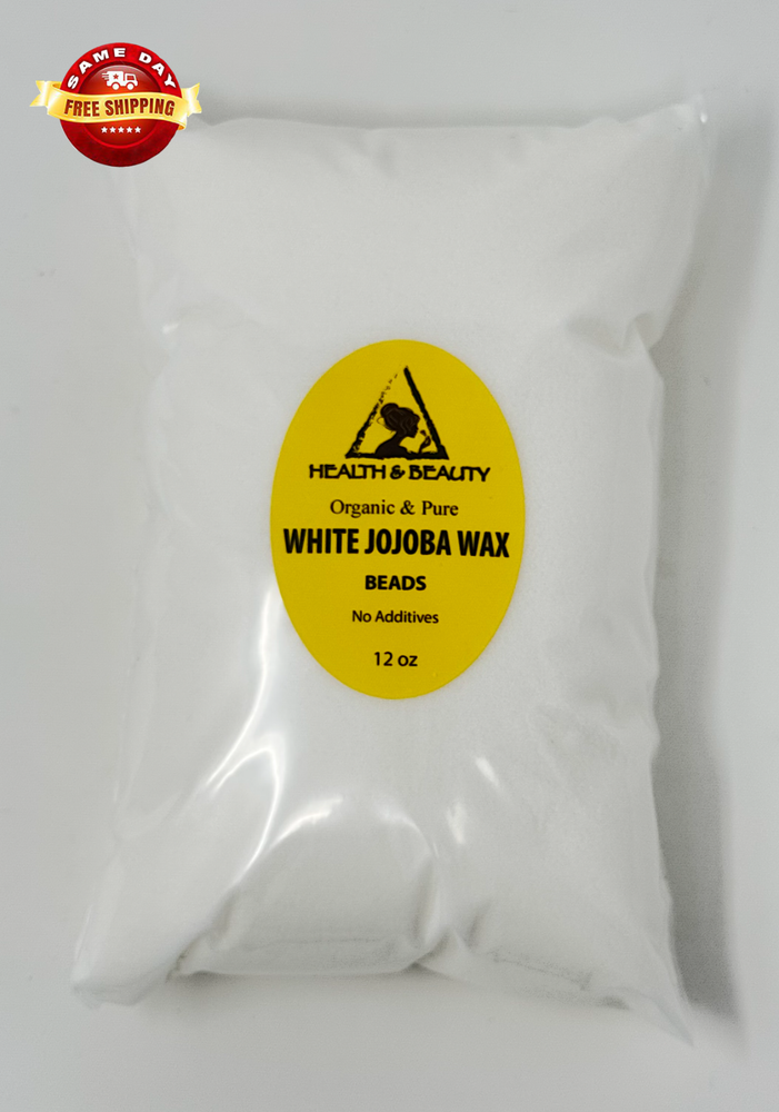 JOJOBA WAX WHITE BEADS  by H&B Oils Center ORGANIC PASTILLES 100% PURE 12 OZ