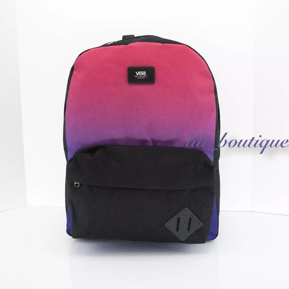 Pink and hotsell black vans backpack