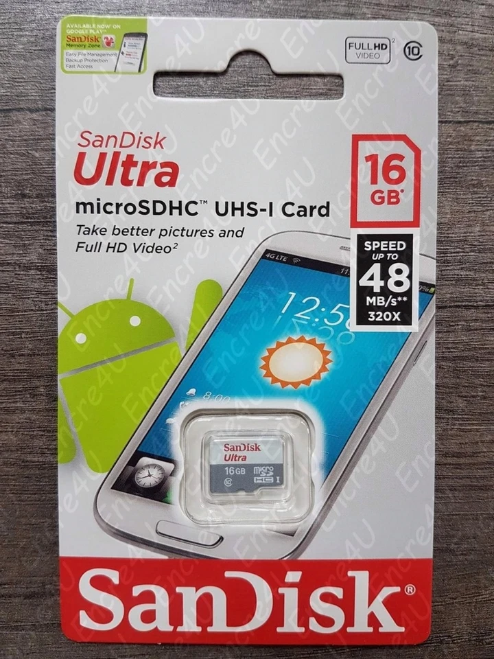 Carte Mémoire SANDISK 16 Gb Go Micro SDHC ULTRA - Dispo aussi 4 8 32 64 128 Giga - Photo 1/1