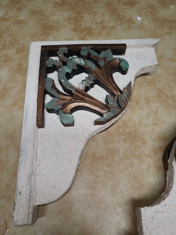 Par de soportes de estante artesanales de ménsula de madera estilo vintage de casa de pueblo toscano Foto 2 de 4