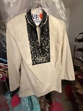 Tory Burch White Tunic With Silver/Grey Sequins Size 2
