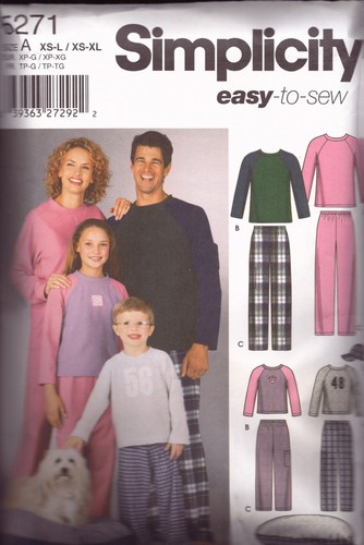 Simplicity 5271~Unisex Child's, Teens and Adults' pants, Cap, Knit Top & Pet Bed