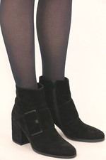 Stiefeletten DI LAURO Damen Schuhe Gr.37,5/38  Schwarz Wildleder Neuwertig 