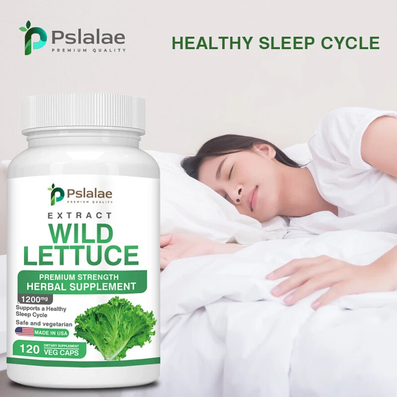 PSLALAE Wild Lettuce Capsules 1200mg - Improve Sleeping,Positive Emotion,Relief The Pain