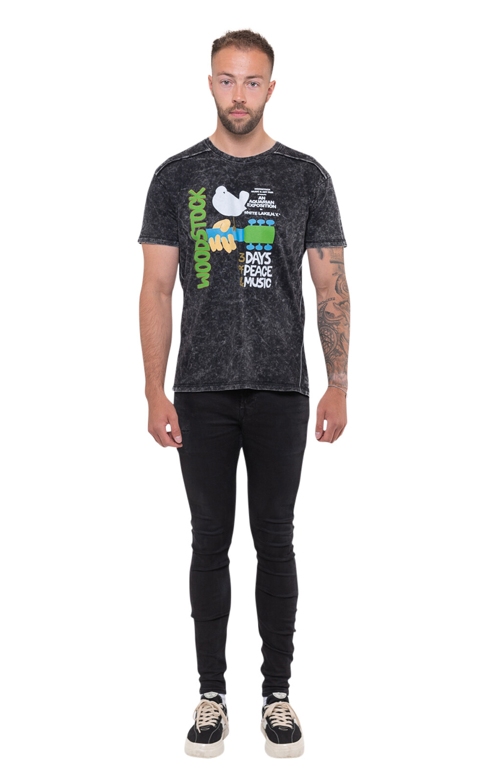 Woodstock Peace Music T-Shirt Official Men’s Black Snow Wash Size