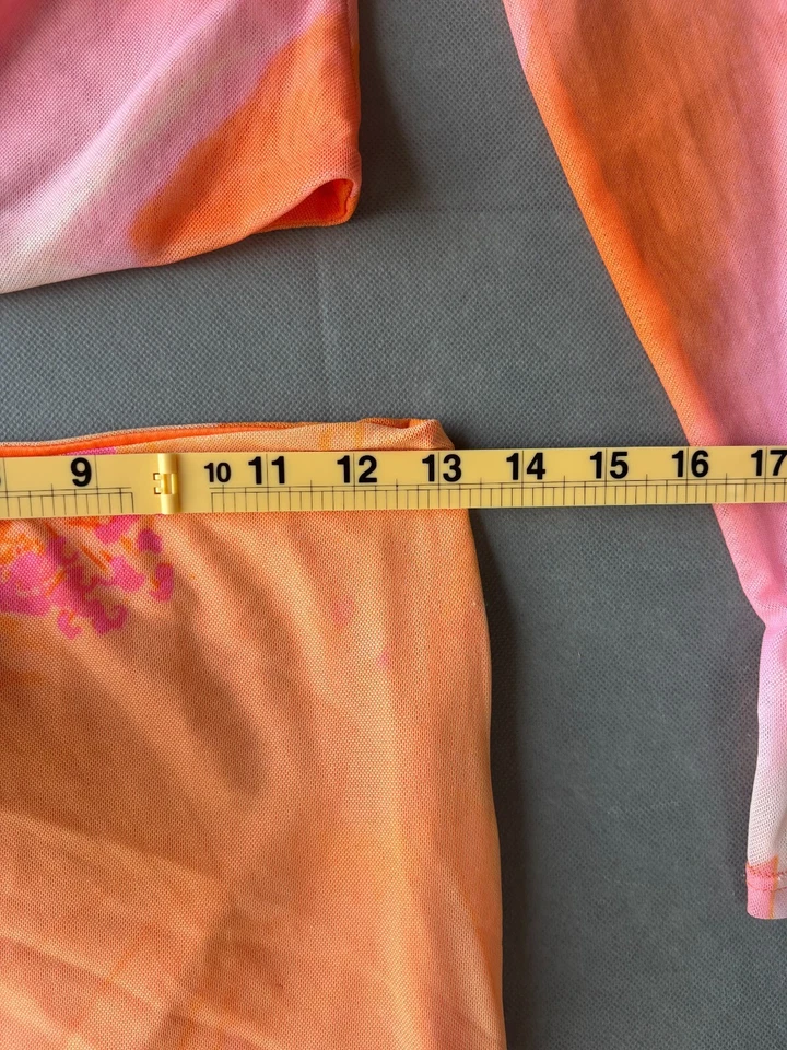 Tiger Mist Top & Mini Skirt Women's XS Orange Artist Print Long Sleeve Lined - Image 2 of 4