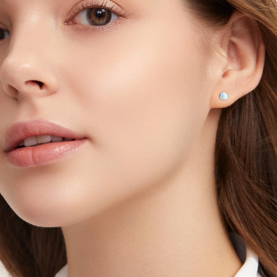 Pendientes hipoalergénicos de titanio puro pendientes de ópalo para oídos sensibles Foto 4 de 4