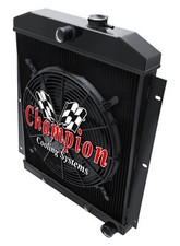 Atom Champion 3 Row Black Finish Radiator16 Fan For 1947-1954 Chevrolet Truck