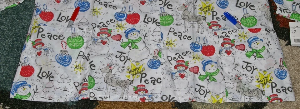 White Swan Christmas Warm up Jacket Bottom Pockets Joy Peace Love Print Sz 3X - Image 4 of 4