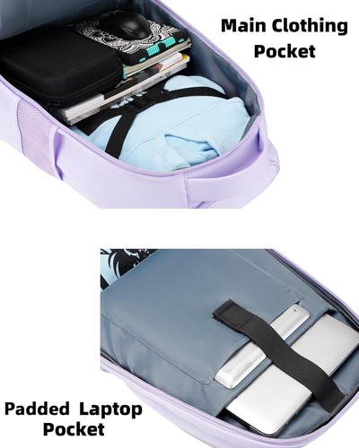 Travel-Ready Purple Rolling Backpack – 36L Waterproof Design for Women on the Go - Picture 9 of 11