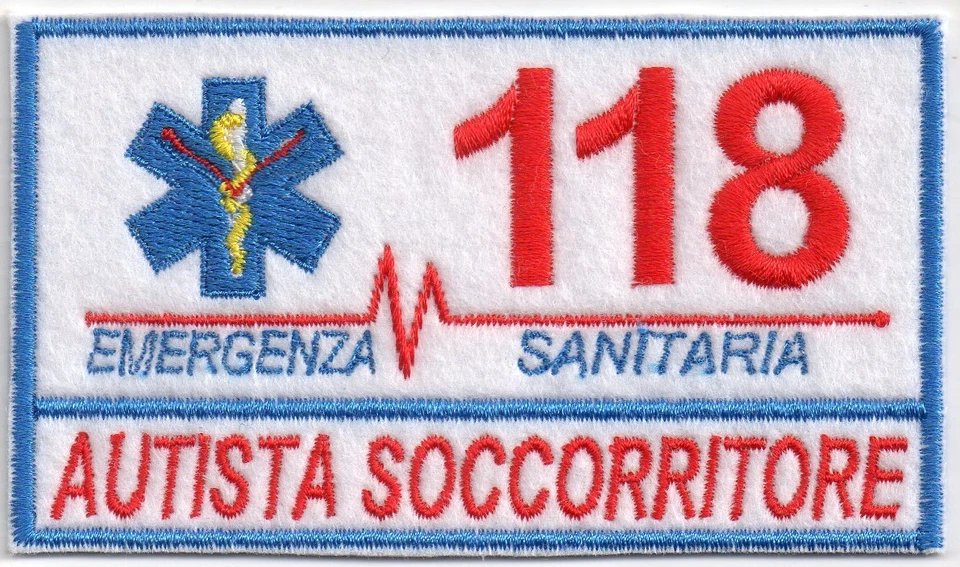 PATCH RICAMO TOPPA 118 AUTISTA SOCCORRITORE EMERGENZA SANITARIA AMBULANZA DIVISA